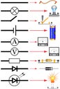 Symbols for electrical circuits and data for electrical devices Royalty Free Stock Photo